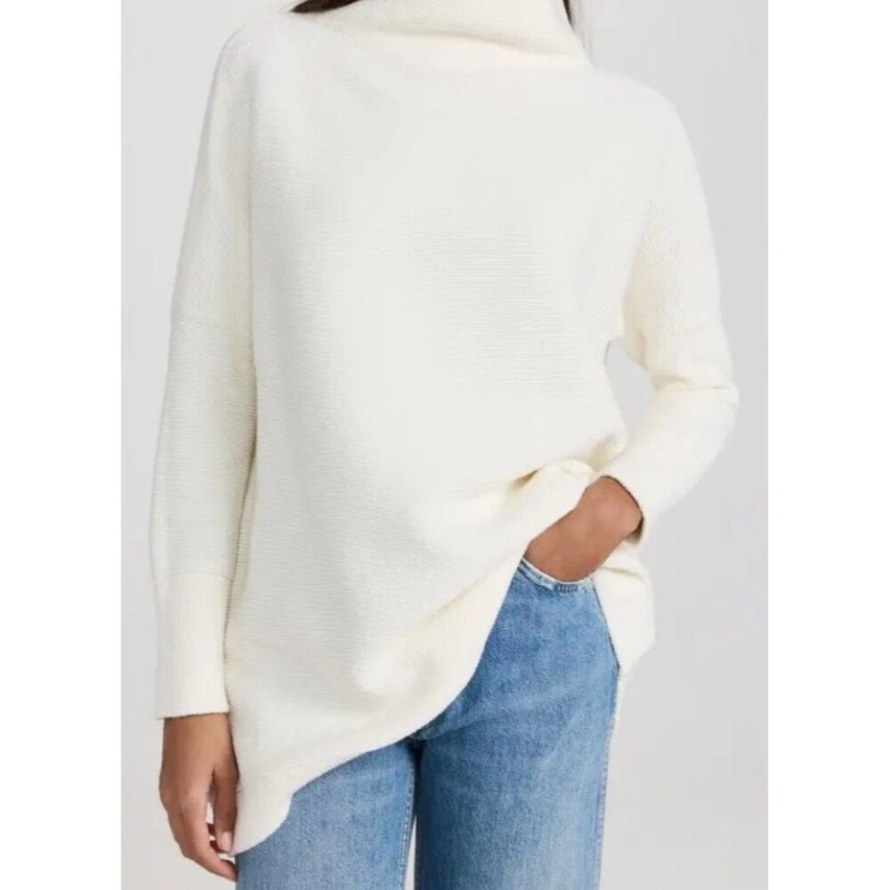 NWT Free People Ottoman Slouchy Tunic Sweater in Optic White Size L $148